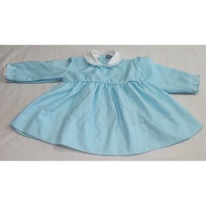 Celanese Fortrel Vintage Dress Baby Girls Light Blue Lace Peter Pan Collar